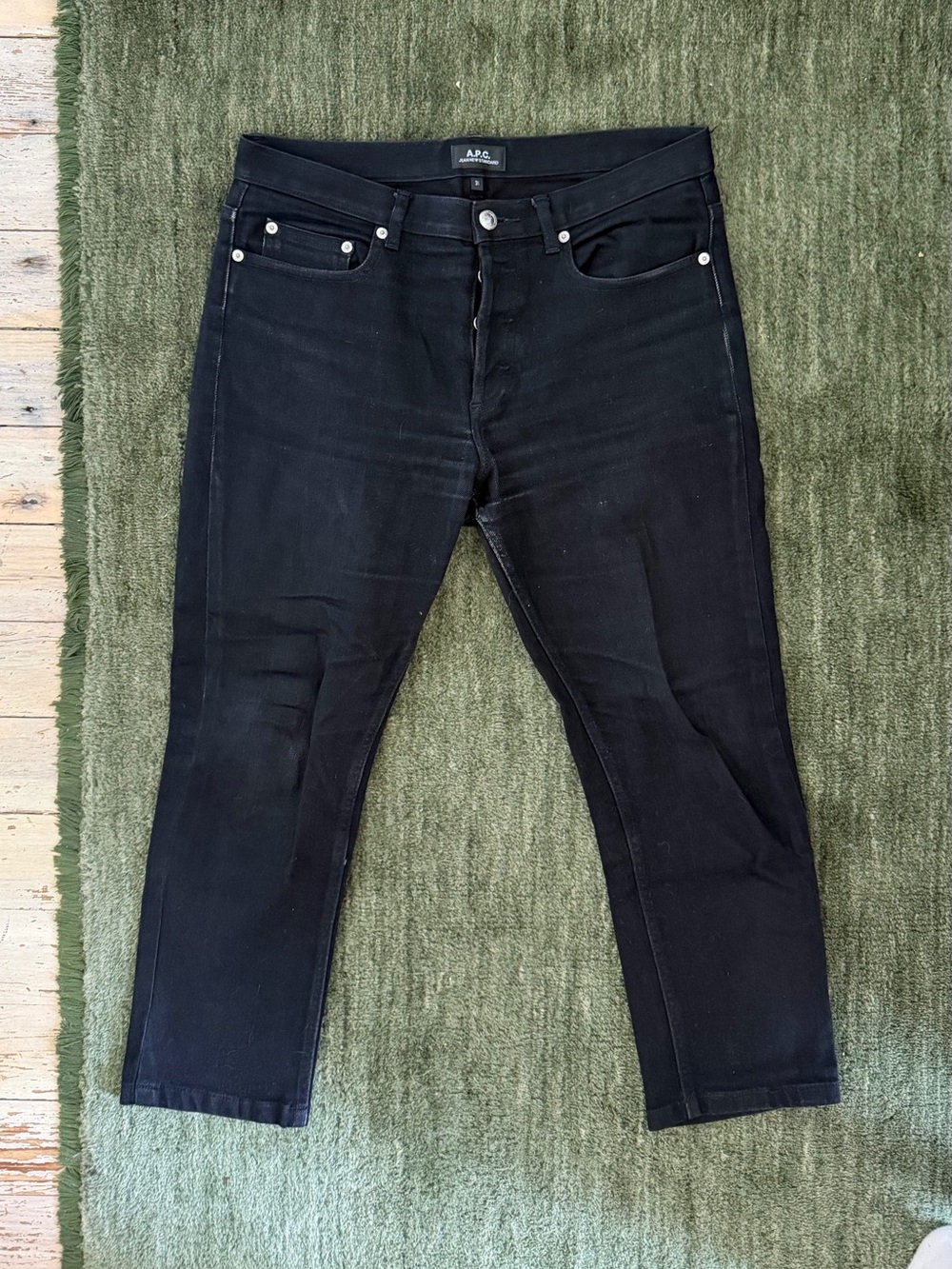 A.P.C. Men's Slim Straight Cropped Jeans in Black
